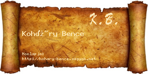 Koháry Bence névjegykártya