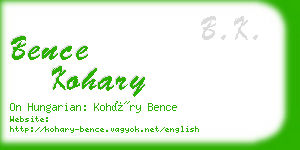 bence kohary business card